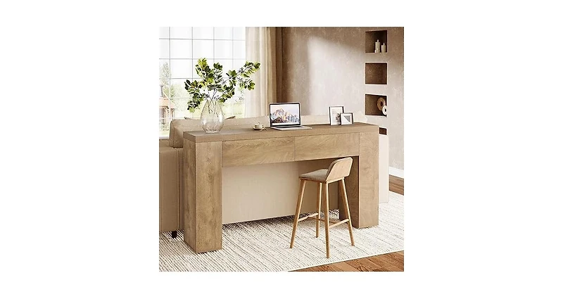 Tribesigns 63-Inch Wooden Console Table with 2 Hidden Drawers