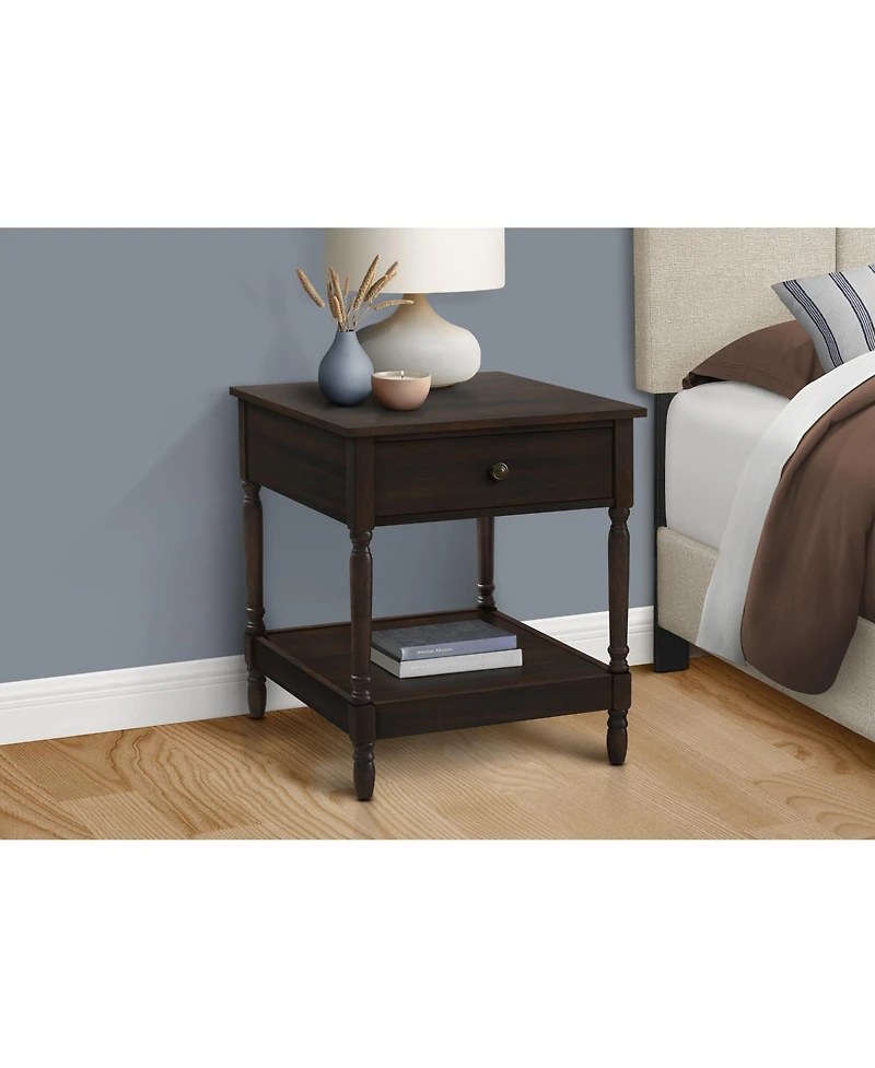 Lovmor Accent Table, 2 Tier, End, Side Table, Square, Nightstand, Bedroom, Lamp, Brown Veneer, Traditional
