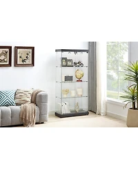 Lovmor Glass Display Cabinet with Tempered Glass Doors Lock and Warm Yellow Lights