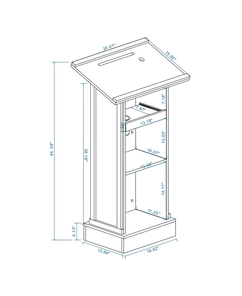 Streamdale Furniture Wood Podium Stand, Tall Wooden Lectern with Mic Stand Space