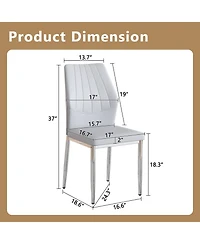 Streamdale Furniture Set of 6 Light & Silver Dining Chairs, 37" High Ergonomic Pu Backrest
