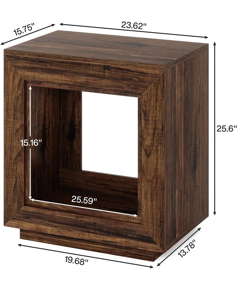 Tribesigns Rustic Wood End Table, Industrial Sofa Side Table for Living Room