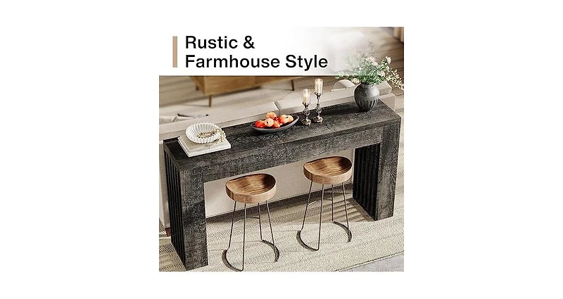 Tribesigns 59-Inch Long Wooden Console Sofa Table Behind The Couch with Vertical Slat Legs for Entrance