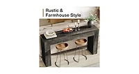 Tribesigns 59-Inch Long Wooden Console Sofa Table Behind The Couch with Vertical Slat Legs for Entrance