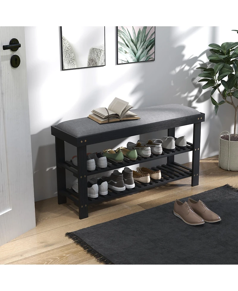 Slickblue Hallway Shoe Bench with 2-Tier Storage and Seat