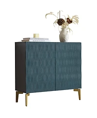 Kings Brand Furniture George Console Table for Entryway, Wood Sofa Table, Elegant Hallway Tables (Black Frame, White Door)