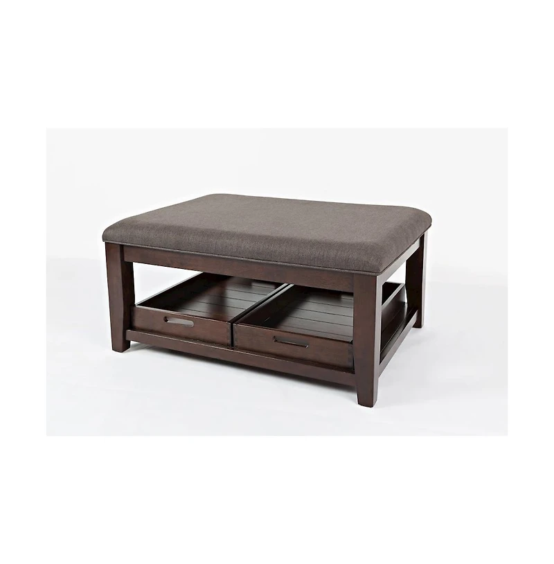 Jofran Twin Cities Contemporary Brown 38" Upholstered Ottoman Coffee Table
