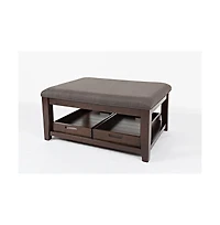 Jofran Twin Cities Contemporary Brown 38" Upholstered Ottoman Coffee Table