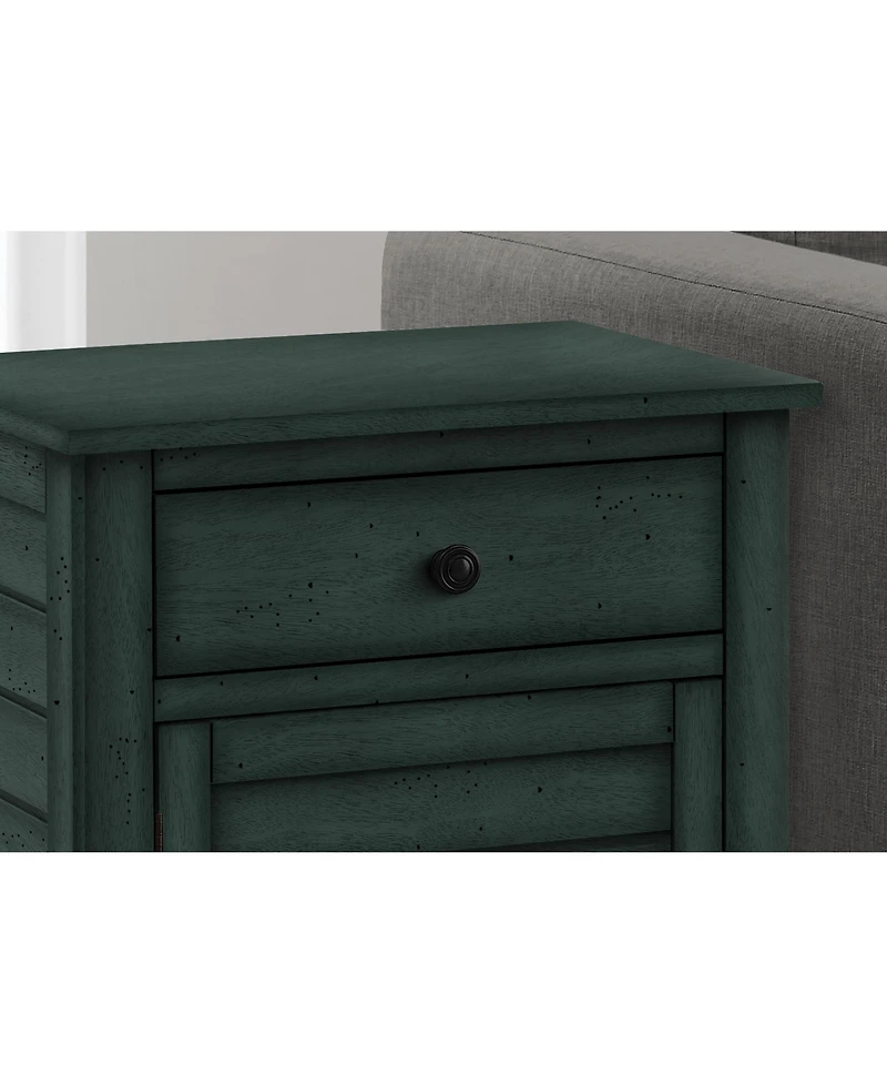 Lovmor Accent Table, Nightstand, Storage Drawer, End, Side Table, Bedroom, Lamp, Storage, Antique Blue Veneer, Transitional