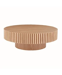 Streamdale Furniture 35.43" Round Wood Coffee Table for Living Room, Modern Handcraft Drum Table.