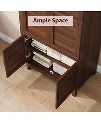 gaomon 72" Armoire Wardrobe Closet with 4 Doors, Hanging Rod & Adjustable Shelves, Freestanding Wooden Clothing Cabinet for Bedroom