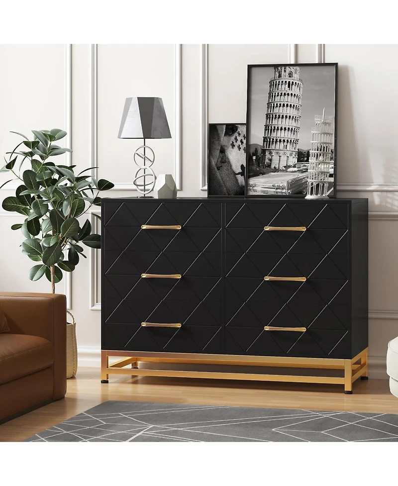 Gaomon 6-Drawer Dresser for Bedroom & Closet Tall Chest with Soft-Close Glides, Anti-Tip Kit | 28.7" H Space Saving Storage Organizer