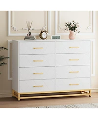 Pink 8-Drawer Dresser for Bedroom & Closet | Tall Chest with Soft-Close Glides, Anti-Tip Kit