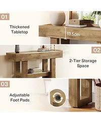 Tribesigns 41.34-Inch Farmhouse Console Table, 2-Tier Narrow Sofa Table Behind The Couch,Light Brown