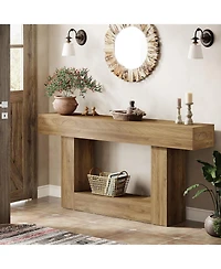 Tribesigns 63" Console Table, Farmhouse 2-Tier Entryway Table with U-Shaped Base