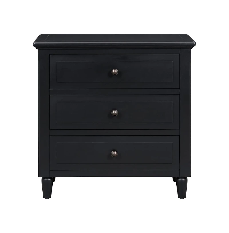 Cesicia Nightstand with 3 Drawers Modern Bedside Table Smooth Gliding Rails & Metal Handle