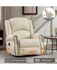 Boyel Living Faux Leather Recliner Chair Rocker Swivel Manual with Heat & Massage