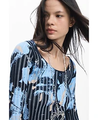 Desigual Women's Fine Floral-Texture Sweater