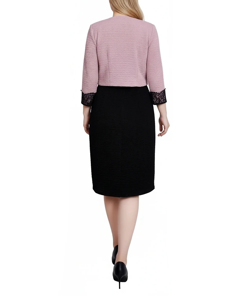 Ny Collection Women's Lace-Detail 2 Piece Textured Knit Dress Set