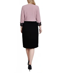 Ny Collection Women's Lace-Detail 2 Piece Textured Knit Dress Set