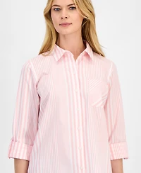 Nautica Women's Springfield Stripe Roll-Tab Shirt