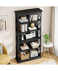 Tribesigns 6-Tier Bookcase Set of 2, 71 Inches Industrial Bookshelves and Bookcases with 5 Shelf Display Storage Shelves