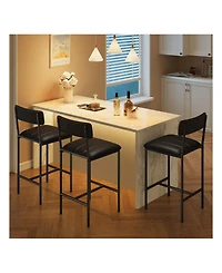 Gaomon Bar Stools Set Of 2, Counter Height Bar Stools With Footrest, Pu Leather Kitchen Barstools, Bar Chairs For Kitchen Island