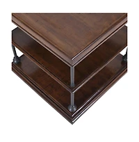 Jofran Larson Modern Industrial Square Solid Wood End Table with Storage Shelves