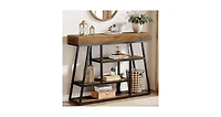 Tribesigns 41.3" Entryway Table, Industrial Narrow Console Sofa Table with 4 Tiers Storage Shelves for Entry, Hallway