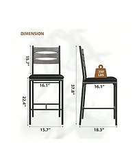 gaomon Bar Stools Set Of 2, Wooden Barstools, Faux Leather Upholstered Bar Chair With Back & Footrest & Thick Cushion
