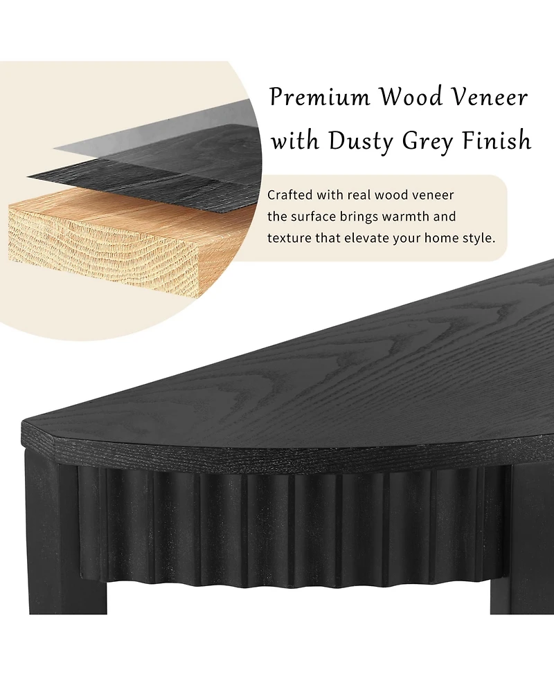 Lovmor Mirod 55'' Elegant Half-Moon Entryway Table with Wood Veneer and Open Shelf – A Refined Accent Piece for Hallways or Foyers