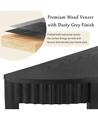 Lovmor Mirod 55'' Elegant Half-Moon Entryway Table with Wood Veneer and Open Shelf – A Refined Accent Piece for Hallways or Foyers
