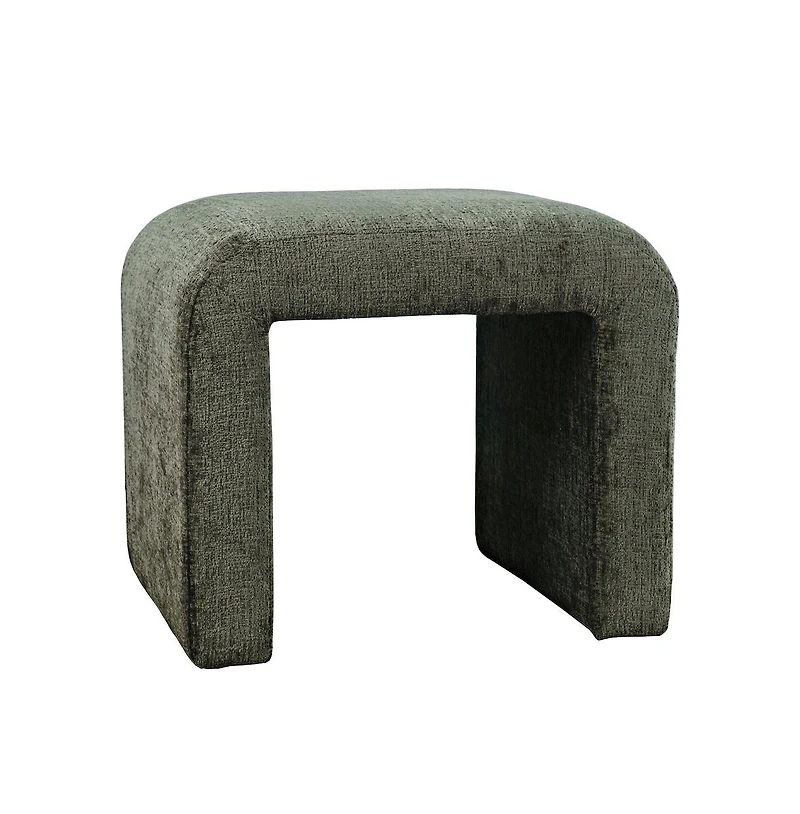 Jofran Modern Curved Upholstered Waterfall Jacquard Petite Ottoman Bench