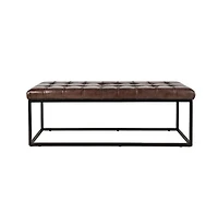 Jofran Global Archive 50" Genuine Distressed Leather Mid-Century Modern Ottoman Bench