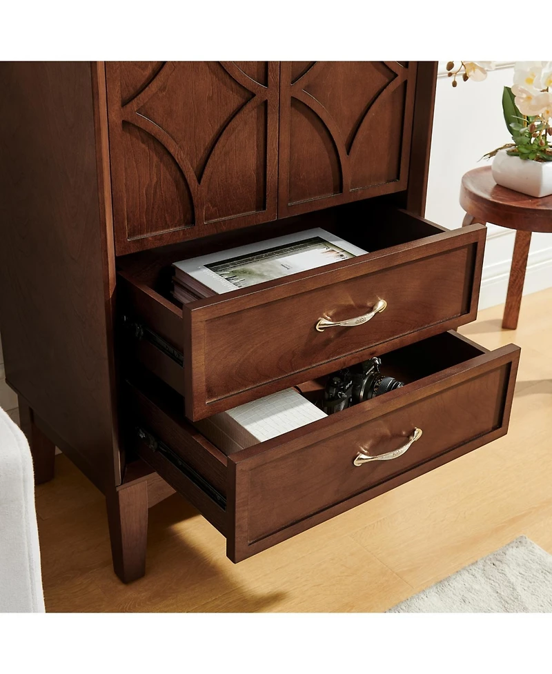 Streamdale Furniture 53.5" Mid Century Modern Walnut Kitchen Pantry Storage Cabinet with Doors & Drawers