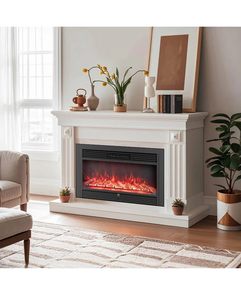 36" Electric Fireplace Insert 1500W Recessed Fireplace Heaterwith Remote Control