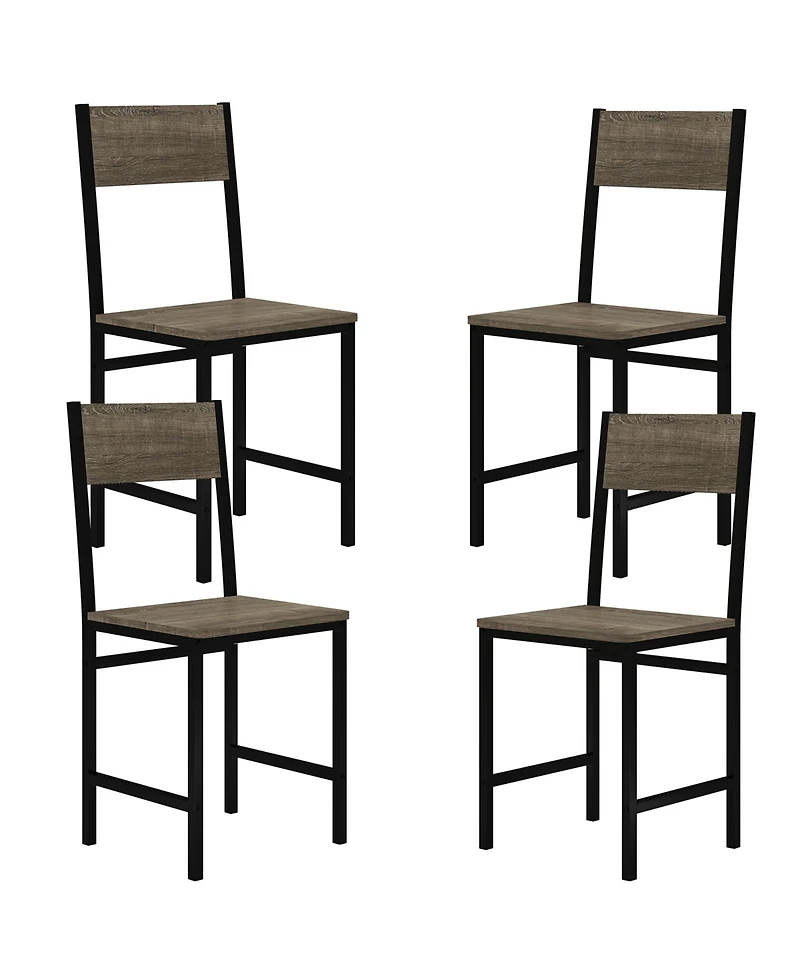 Gymax Set of 4 Dining Chairs w/Metal Legs Slanted Back Wide Seat for Living Room