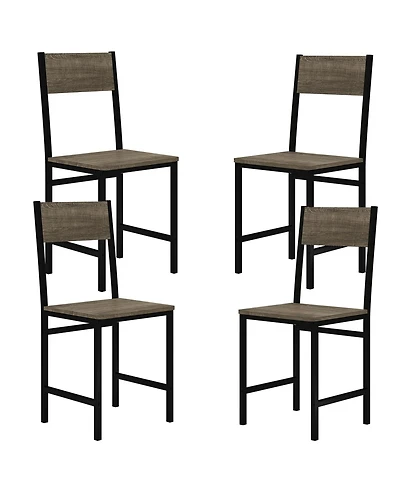 Gymax Set of 4 Dining Chairs w/Metal Legs Slanted Back Wide Seat for Living Room