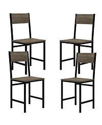 Gymax Set of 4 Dining Chairs w/Metal Legs Slanted Back Wide Seat for Living Room