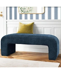 47" Upholstered Scroll Velvet Waterfall Bench/Chenille Entryway Bench-Maison Boucle