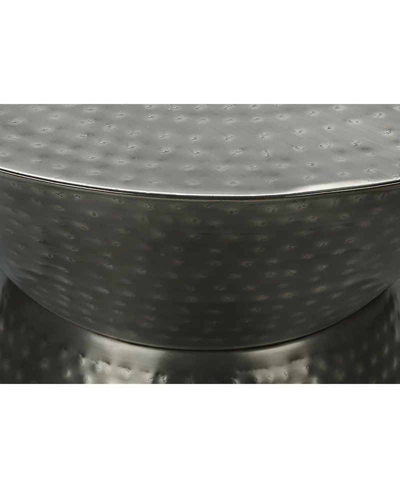 Lovmor Accent Table, Drum, Side, End, Nightstand, Lamp, Living Room, Bedroom, Grey Metal, Contemporary, Modern