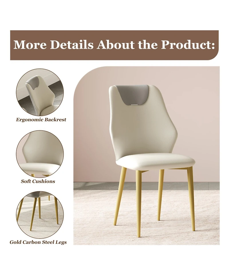 Streamdale Furniture Set of 2 Pu leather dining chairs with ergonomic backrests