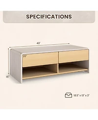 Gymax Home Coffee Table w/ 2 Drawers & 2 Storage Shelf Rectangle Table Cocktail Table