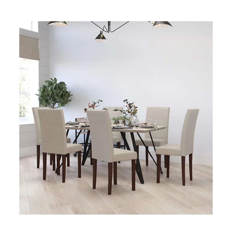 Merrick Lane Ellison Mid-Century Panel Back Parsons Accent Dining Chair