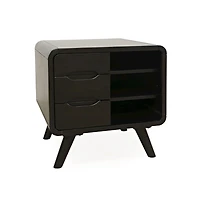 Jofran Marlowe Mid-Century Modern 24" Curved End Table with Storage Drawers