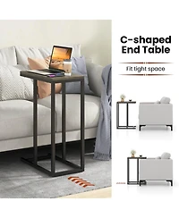 Costway C-shaped Side Table Industrial Sofa with Heavy-duty Metal Frame