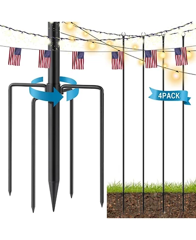 Gaomon 10 Ft String Light Poles 4 Pack, Metal Poles for Patio & Garden Deck, Tall Hanging Light Supports