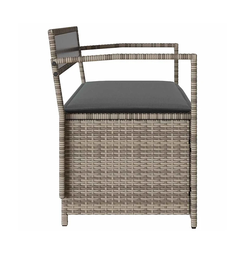 vidaXL Garden Storage Bench with Cushion Grey Poly Rattan