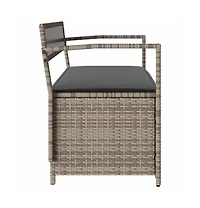 vidaXL Garden Storage Bench with Cushion Grey Poly Rattan