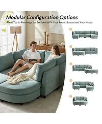 Hulala Home Dayman 6-Piece Modern Storage Convertible Sectional Sofa with End Table